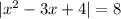 |x^2-3x+4|=8