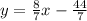 y=\frac{8}{7}x-\frac{44}{7}