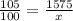 \frac{105}{100} = \frac{1575}{x}