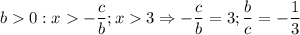 $b0: x-\frac{c}{b} ; x3 \Rightarrow -\frac{c}{b}=3; \frac{b}{c}=-\frac{1}{3}