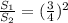 \frac{ S_{1} }{ S_{2} } = ( \frac{3}{4} )^{2}