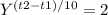 Y^{(t2-t1)/10}=2