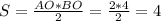 S= \frac{AO*BO}{2}= \frac{2*4}{2}=4