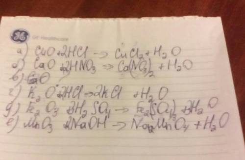 Напишите уравнение реакции основного оксида с кислотой а) cuo+hcl= б) cao+hno3= в)сао+hno3= г)k2o+hc