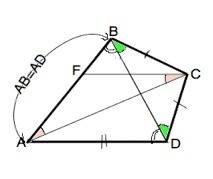 Вчетырёхугольнике abcd на стороне ab отмечена точка f, причём известно, что af=fc, bc=cd, ab=ad. док