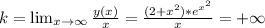 k = \lim_{x \to \infty} \frac{y(x)}{x} = \frac{(2 + x^2)*e^{x^2}}{x}=+ \infty