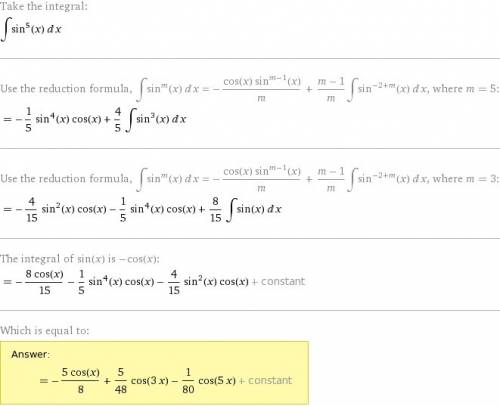 Найти неопределенный интеграл (sin x)^5