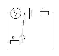 Каккумулятору подключен с сопротивлением 2 ом. вольтметр, подключённый к аккумулятору при отключённо