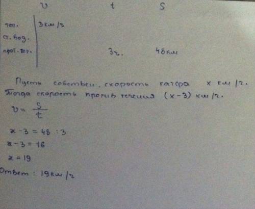 Скорость течения реки 3км\ч за 3 ч катер вверх по реке км найти собственную скорость катера - !