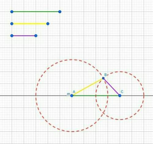 Построй треугольник abc,где ab=3 см,bc = 2 см,ac=4 см