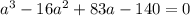 a^3-16a^2+83a-140=0