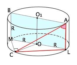 Радиус основания цилиндра равен его высоте. прямоугольник авml – осевое сечение цилиндра. точки m, l