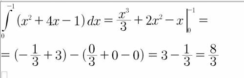 Интеграл от нуля до -1 (х^2+4х-1)dx