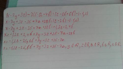 (x-7y+3z) -7(5-a-4b)= (c-8b+6b)•(-1,2)