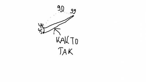 Нарисовать треугольник один угол равен 99градусов,второй угол 44 градуса а третий 45 градусов. надо