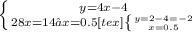 \left \{ {{y=4x-4} \atop {28x=14 ⇒ x=0.5<img src=