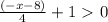 \frac{(-x-8)}{4}+1\ \textgreater \ 0