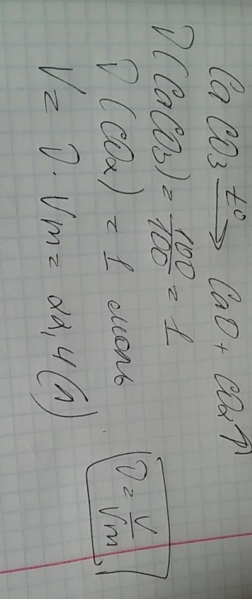 Скільки газу виділиться при розкладі 100 г кальцій карбонату за н.у?