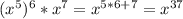 (x^5)^6*x^7=x^{5*6+7}=x^{37}