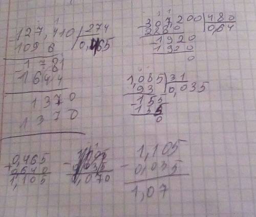 127,410: 274+307,200: 480-1,085: 31 столбиком