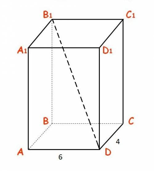 Решить , 40 за решение. 1) два ребра прямоугольного параллелепипеда равны 4 см и 6 см. найти диагона