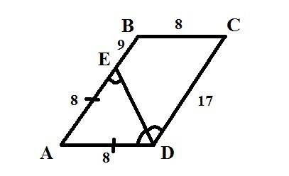 Биссектриса угла d параллелограмма abcd пересекает сторону ab в точке e. найдите периметр этого пара