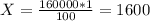 X = \frac{160000 * 1}{100} = 1600