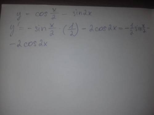 Найдите производную функции: y= cos x/2 - sin2x