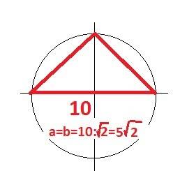 Подскажите что не правильно радиус окружности, описанной около равнобедренного прямоугольного треуго