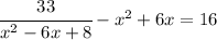 \cfrac{33}{x^2-6x+8}-x^2+6x=16