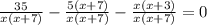 \frac{35}{x(x+7)} - \frac{5(x+7)}{x(x+7)} - \frac{x(x+3)}{x(x+7)} =0