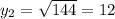 y_2=\sqrt{144}=12