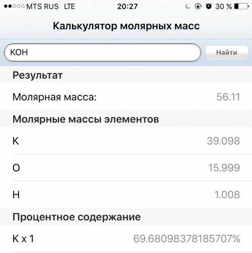 Вычисли массу гидроксид-ионов oh− , содержащихся в 10 г гидроксида калия. ответ округли до целых. от