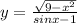 y=\frac{\sqrt{9-x^2} } {sinx-1}