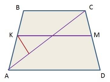 Дана трапеция авсд ( ад параллельно вс) . к плоскости трапеции проведен перпендикуляр км ( точка м л
