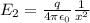 E_2=\frac{q}{4\pi \epsilon_0}\frac{1}{x^2}