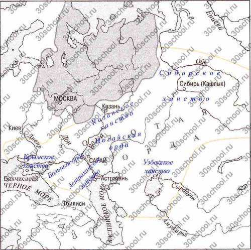Контурная карта россии московское княжество и его соседи во второй половине xiv в. куликовская битва