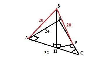 Зточки до площини прямокутного трикутника з катетами 24 і 32 см проведено перпендикуляр, основа яког