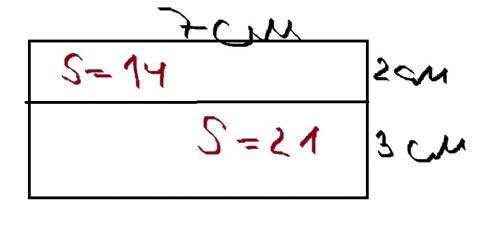 Серёжа собирал мозаику. сначала он взял два прямоугольника с площадями 21см2 и 14см2 и сложил из них