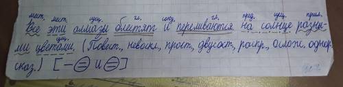 Нужен синтаксический разбор предложения: все эти алмазы блестят и переливаются на солнце разными цве