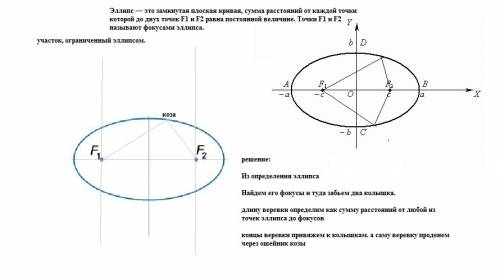 Про козу. 2 в этой вам выделили участок, ограниченный эллипсом. снова надо привязать козу так, чтобы