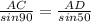 \frac{AC}{sin90}= \frac{AD}{sin50} \\