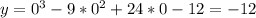 y=0^3-9*0^2+24*0-12=-12&#10;