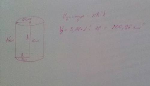 Найдите объем тела полученного при вращении прямоугольника со сторонами 16 см и 4 см вокруг большей