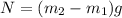 N = (m_2-m_1)g