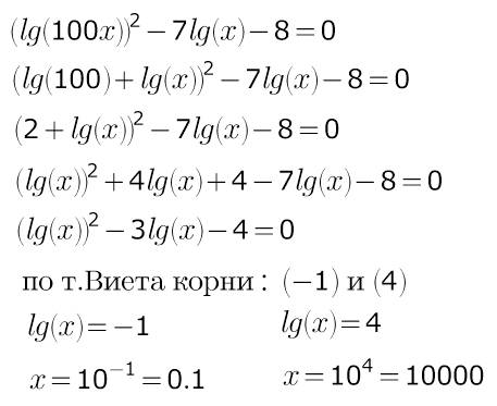 Решить и понять уравнение! lg^2*(100х) – 7lgх = 8 всем!