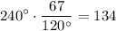 \displaystyle 240а\cdot\frac{67}{120а}= 134