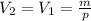 V_2 = V_1 = \frac{m}{p}