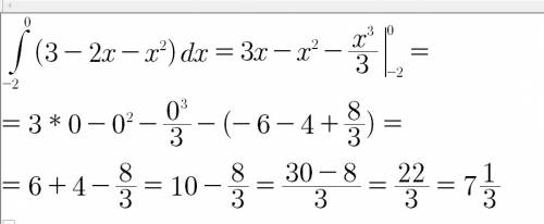 Вычислить площадь фигуры, ограниченной линиями у=3-2х-х^2, у=0, х=0, х=-2