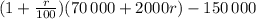 (1+\frac{r}{100})(70\, 000+2000r)-150\, 000